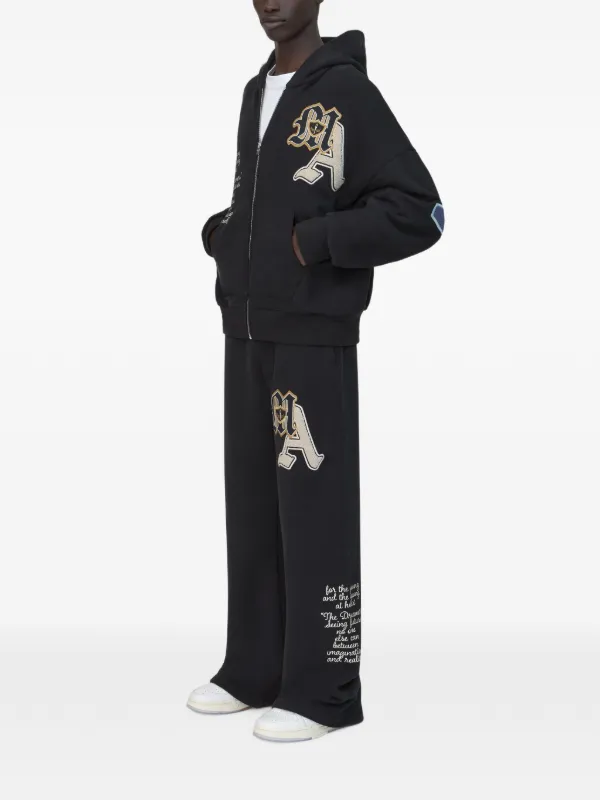 AMIRI logo-appliqué full-zip Hoodie | Black | FARFETCH