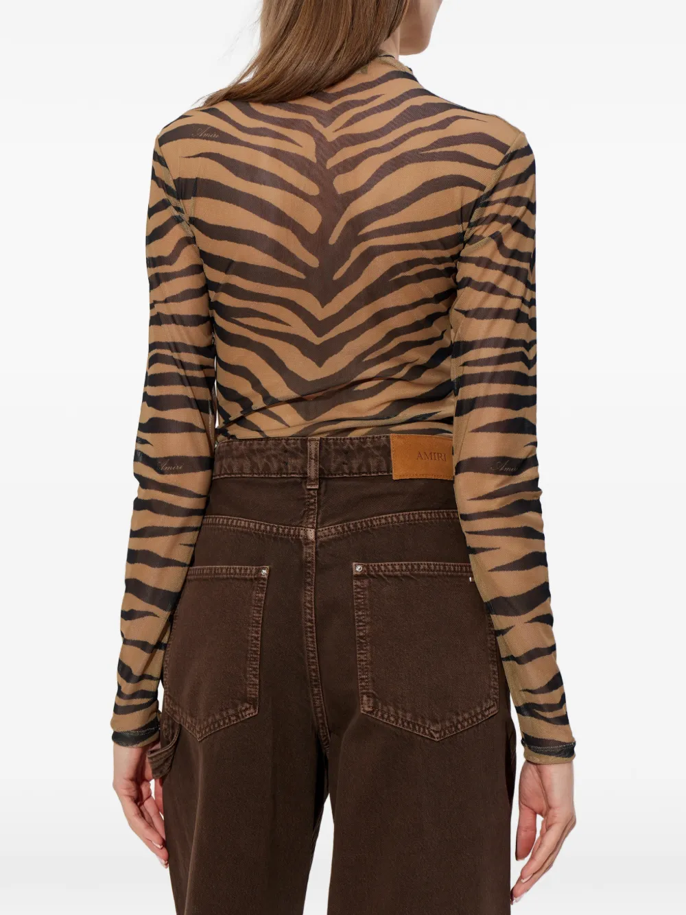 AMIRI Top met zebraprint Beige