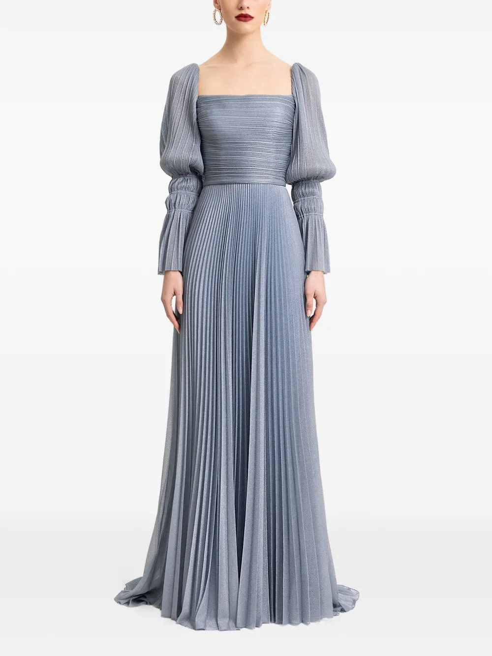 Gemy Maalouf Pliss&eacute;-effecten avondjurk - Blauw