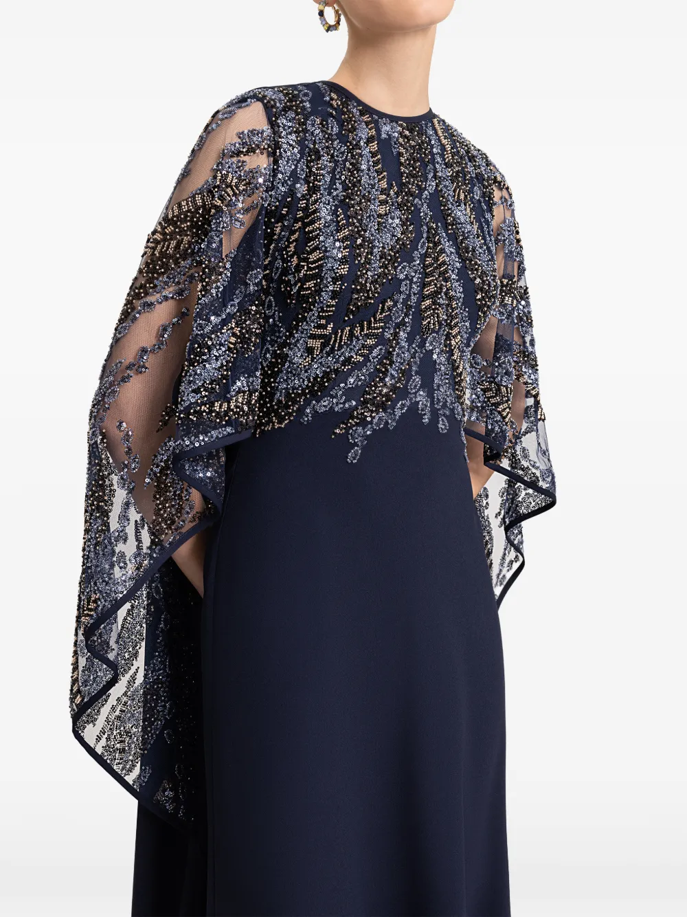 Gemy Maalouf Abito da sera semi trasparente - Blu