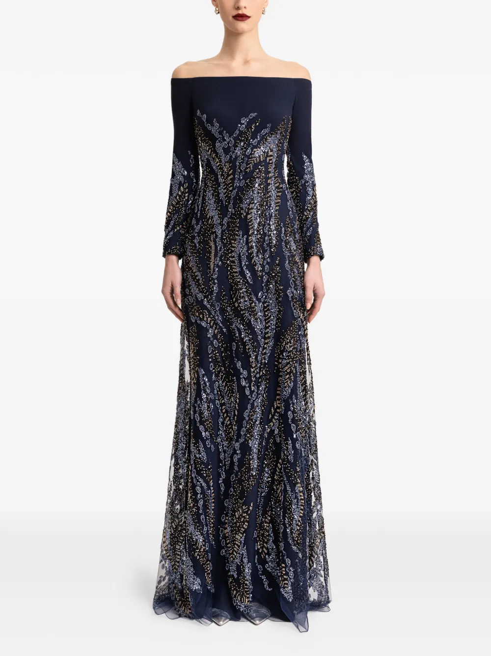 Gemy Maalouf Avondjurk met kralen - Blauw