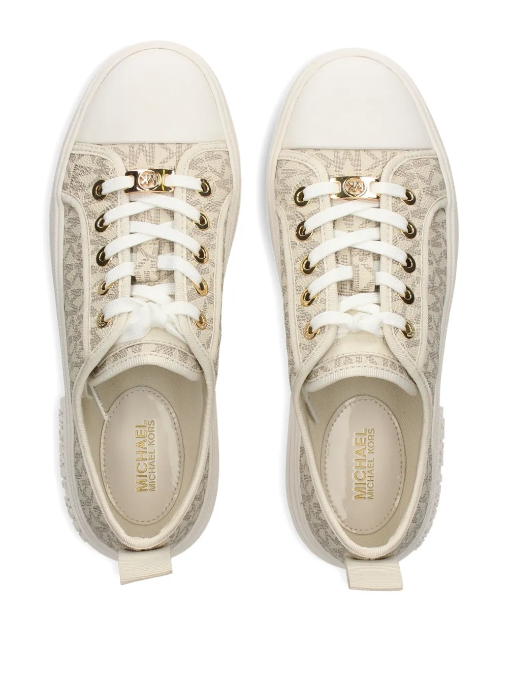 Michael Michael Kors Evy Logo-print Sneakers In Neutral