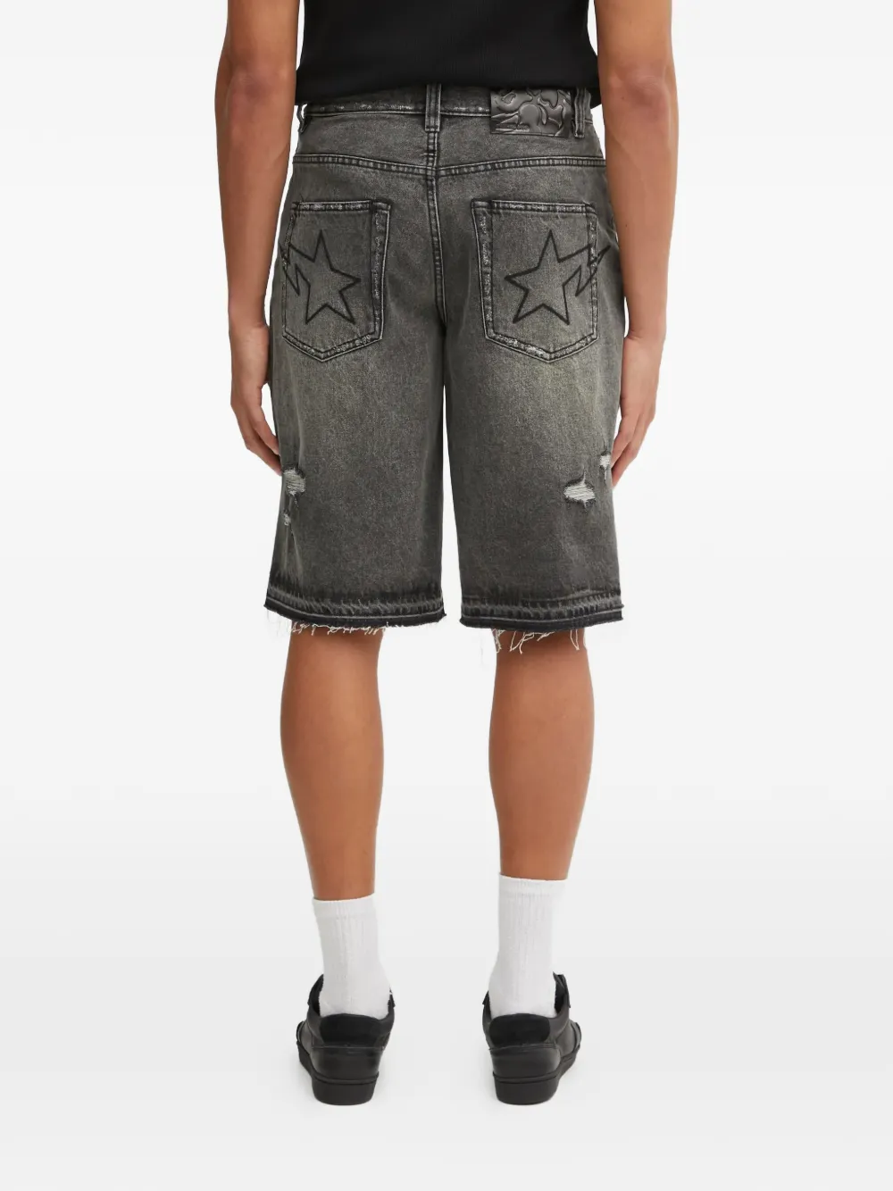 A BATHING APE Gerafelde shorts met sterrenprint Grijs