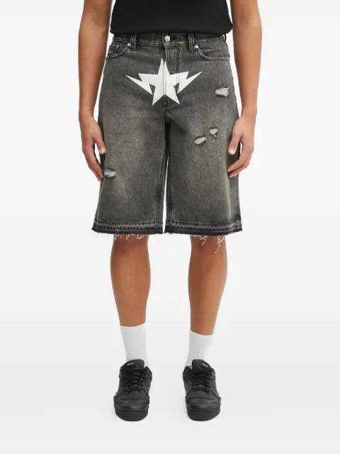 A BATHING APE® distressed star-print shorts