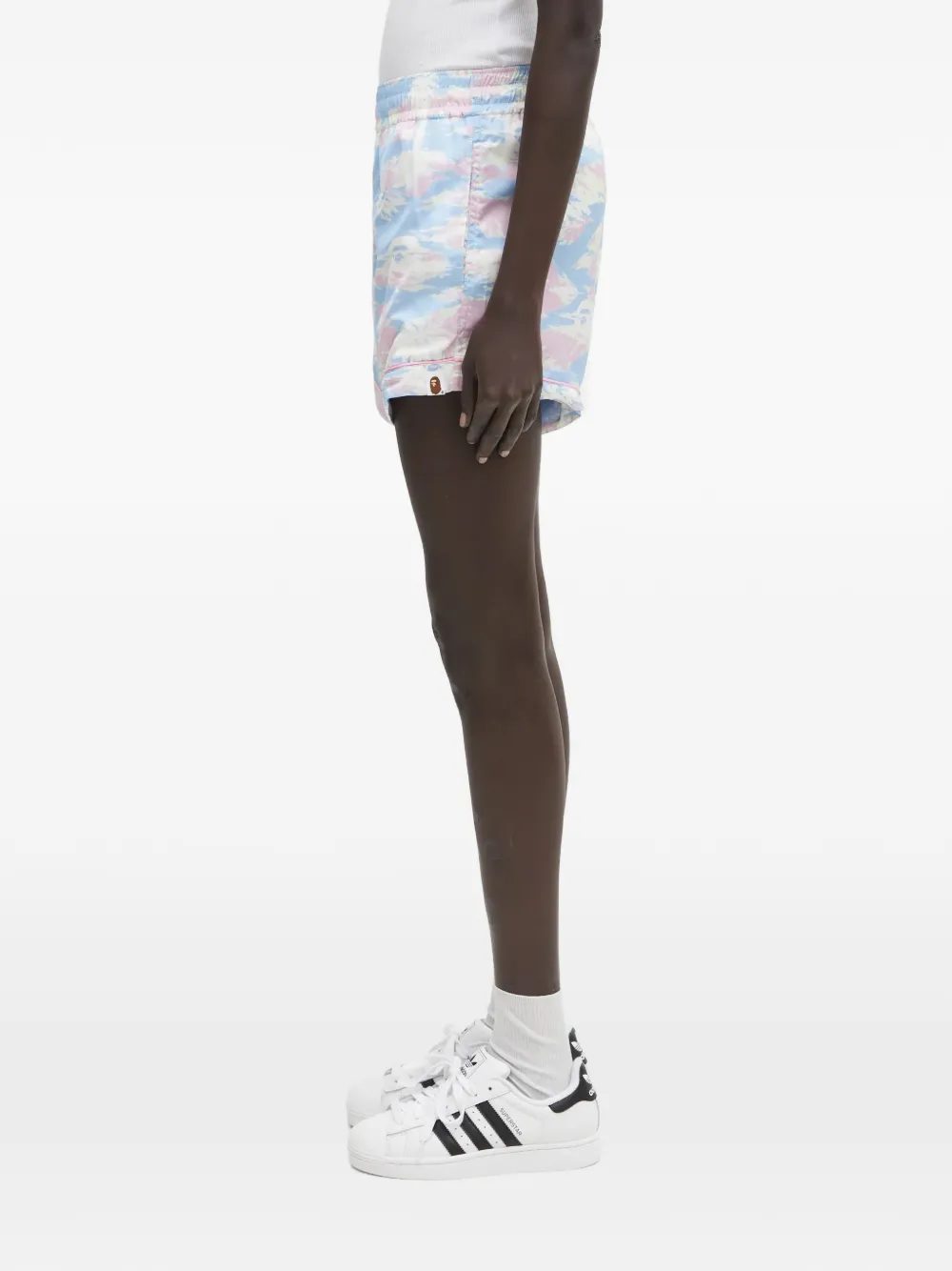 A BATHING APE Shorts met grafische print Blauw