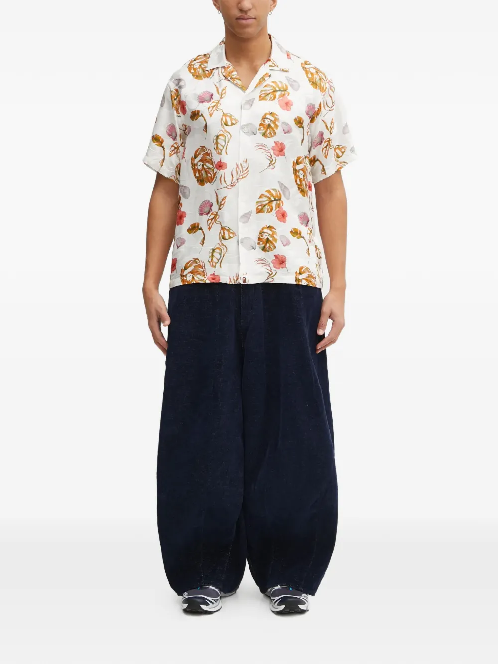 A BATHING APE floral short-sleeve shirt - Wit