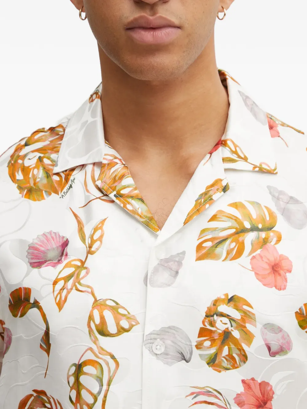 A BATHING APE Overhemd met bloemenprint Wit