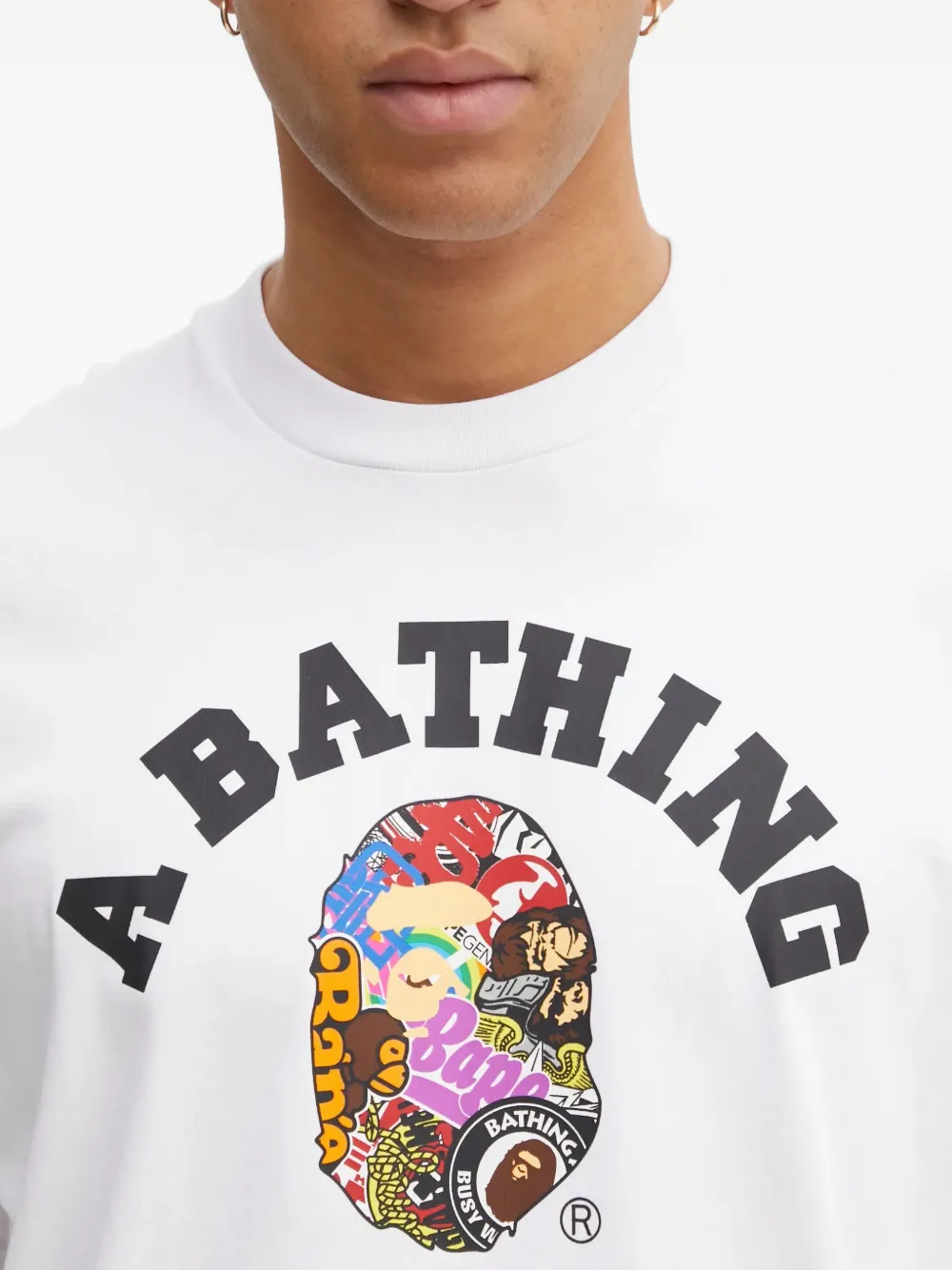 A BATHING APE® Multi Logo College graphic-print T-shirt | White