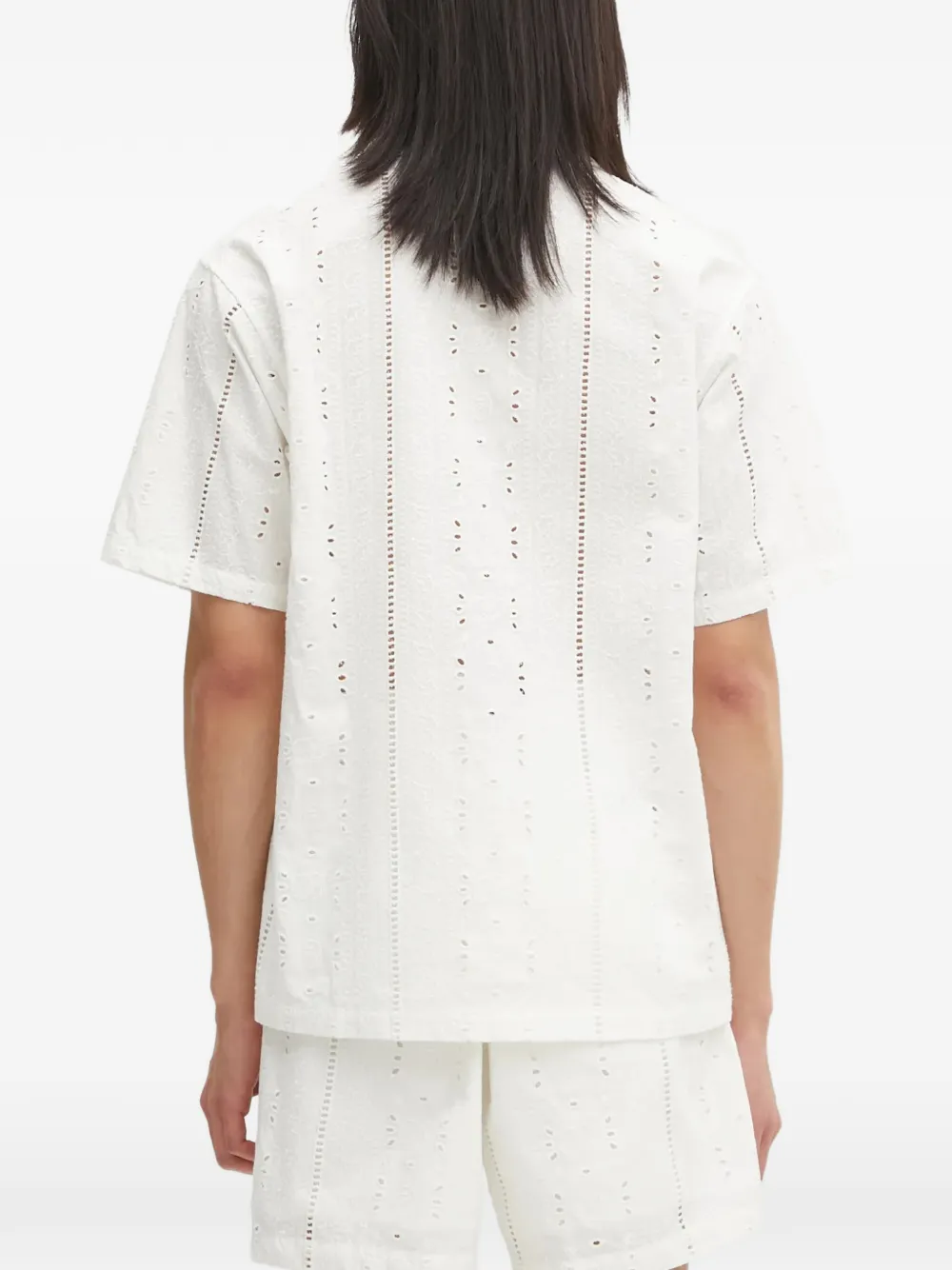 A BATHING APE Overhemd met broderie anglaise Beige