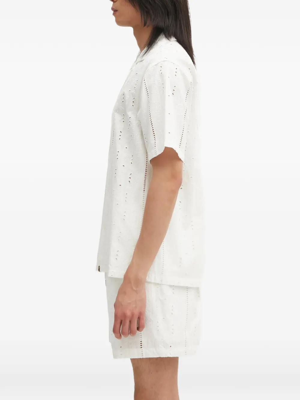 A BATHING APE Overhemd met broderie anglaise Beige