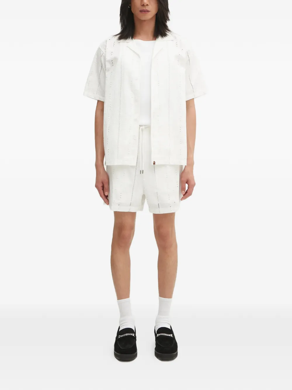 A BATHING APE broderie-anglaise shirt - Beige