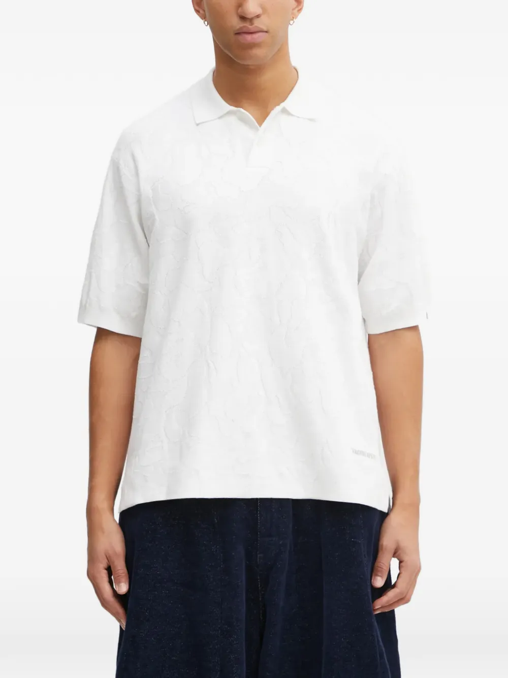 A BATHING APE® Camo Pile Jacquard polo shirt – White