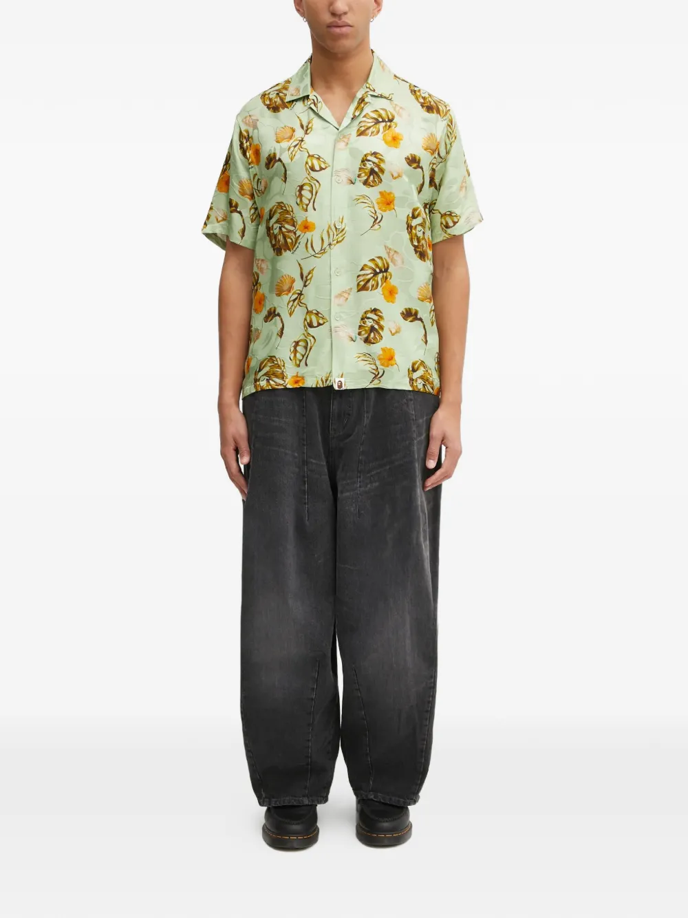 A BATHING APE floral short-sleeve shirt - Groen