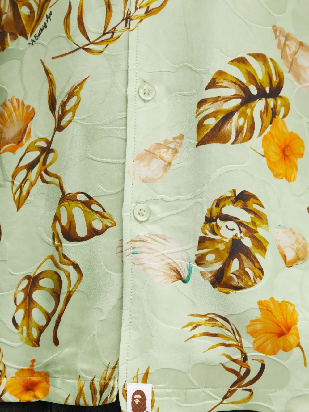 A BATHING APE Overhemd met bloemenprint Groen