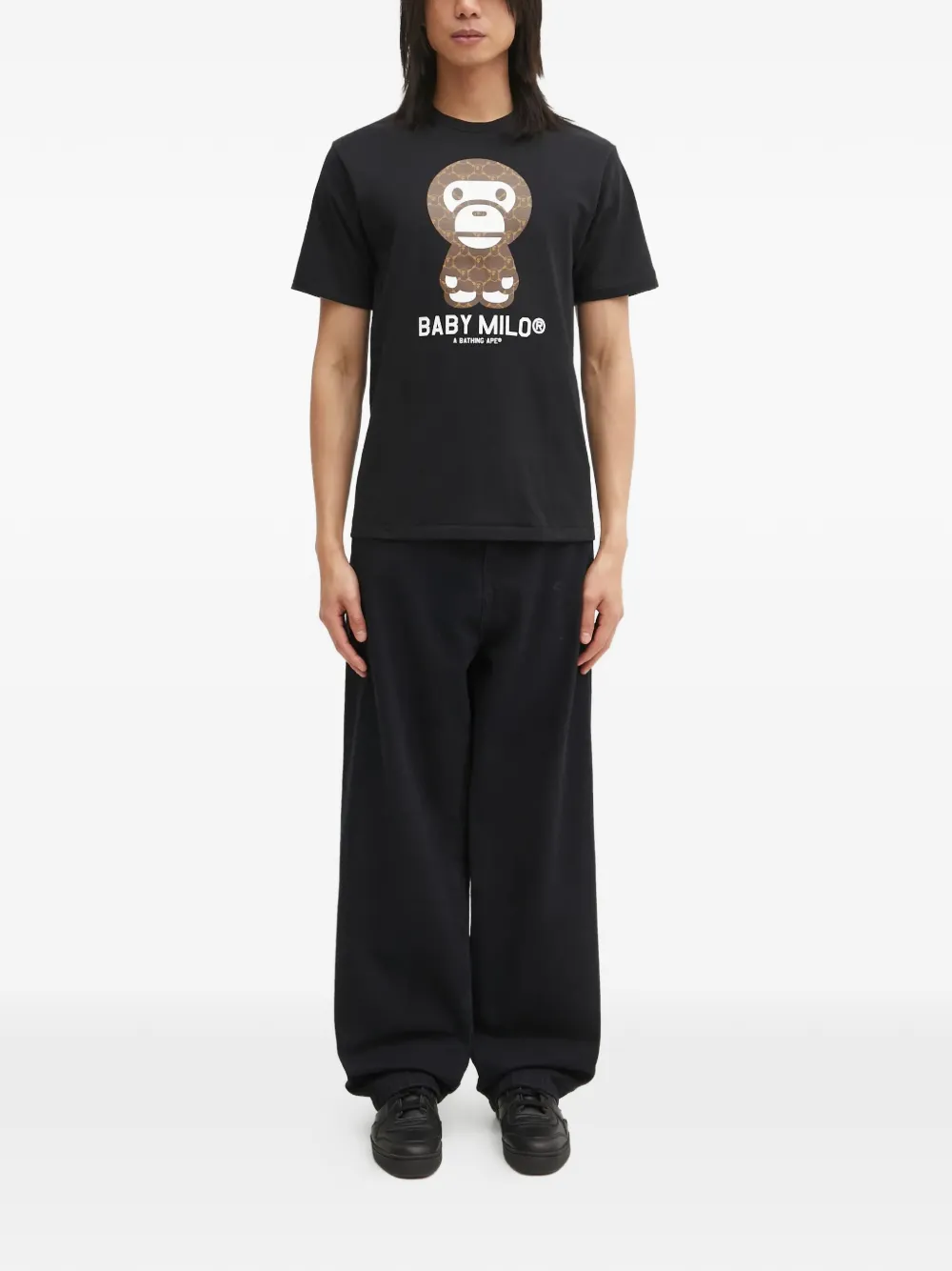 A BATHING APE graphic-print short-sleeve T-shirt - Zwart