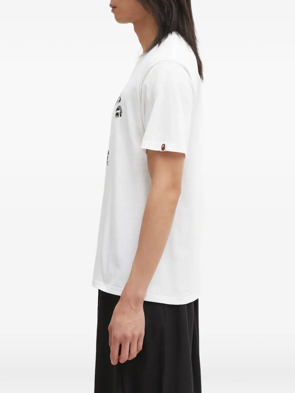 A BATHING APE 1st Camo College T-shirt met logoprint Wit