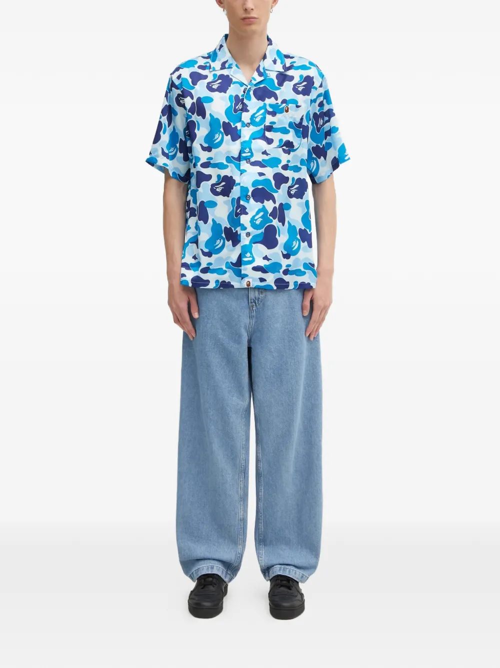A BATHING APE camouflage short-sleeve shirt - Blauw