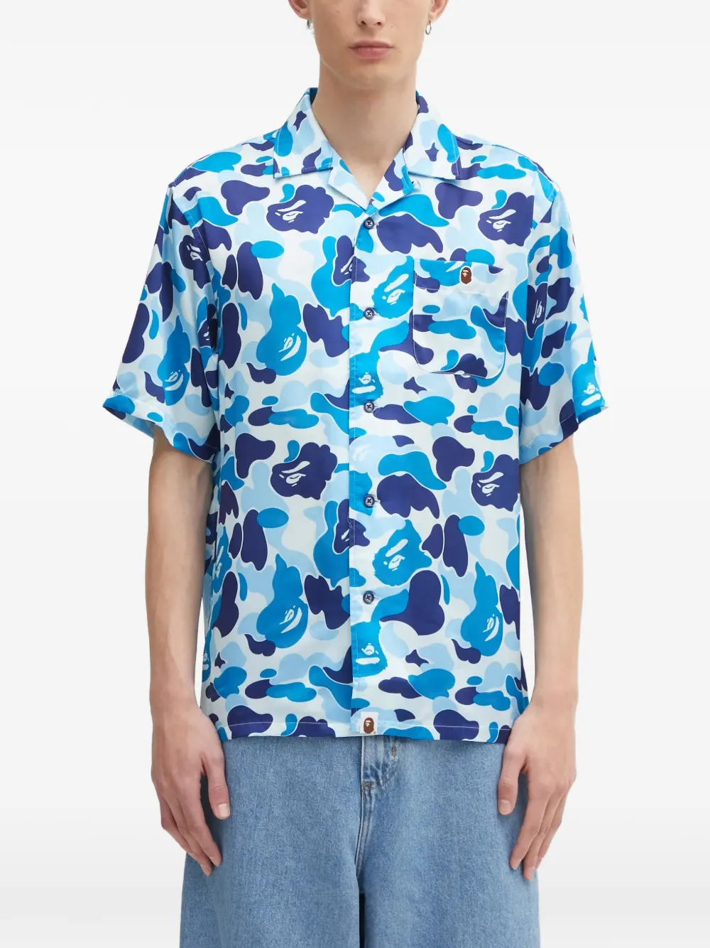 A BATHING APE® camouflage short-sleeve shirt - Blue