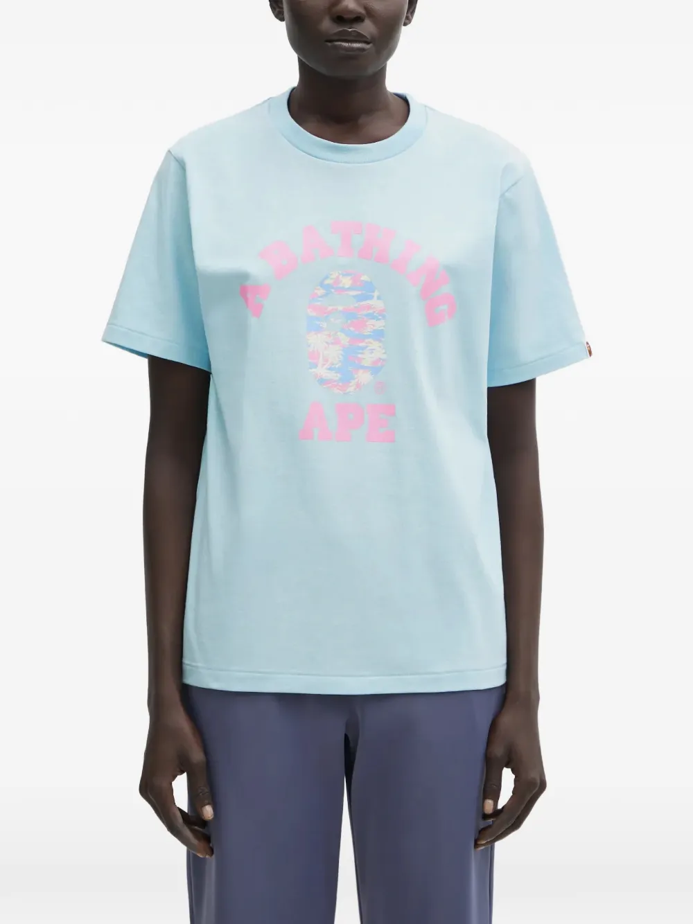 A BATHING APE® logo-graphic T-shirt - Blu