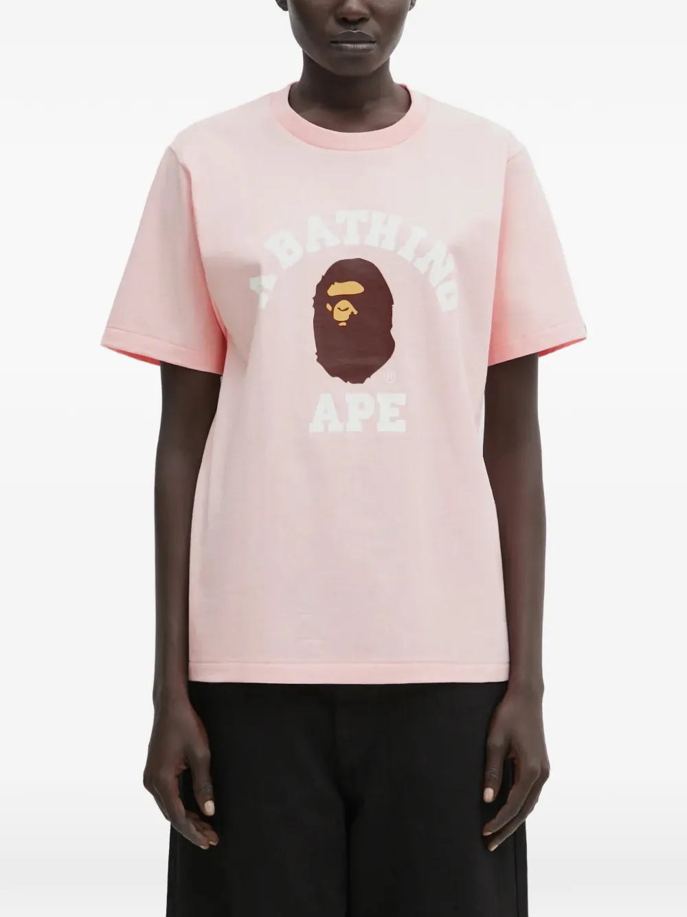 A BATHING APE® College logo-print T-shirt - Rosa