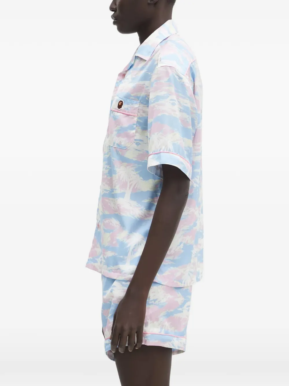 A Bathing Ape Short-sleeve Pocket Patterned Shirt In White