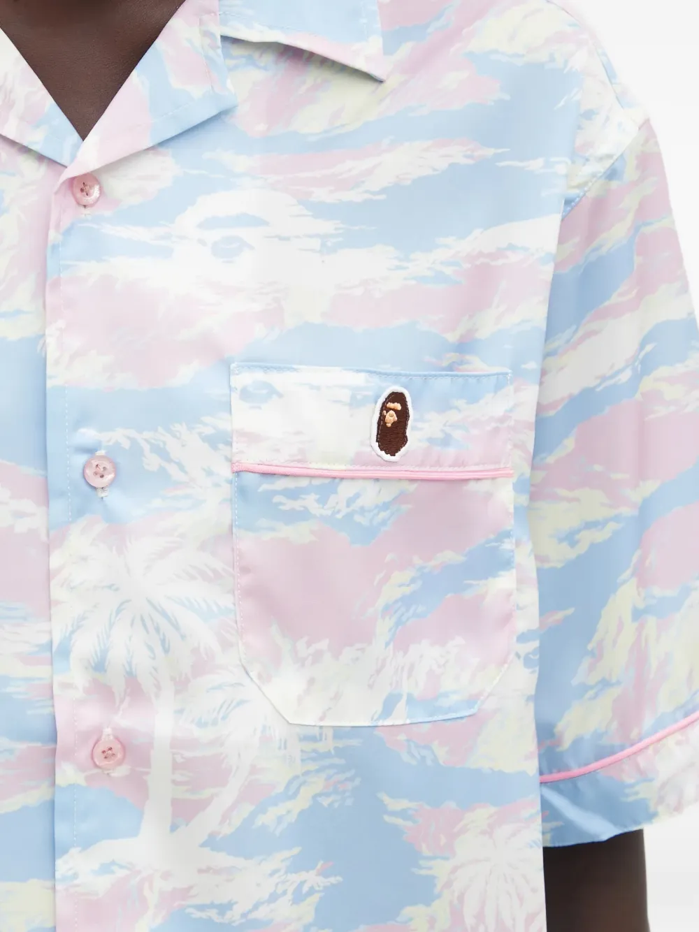 A Bathing Ape Short-sleeve Pocket Patterned Shirt In White