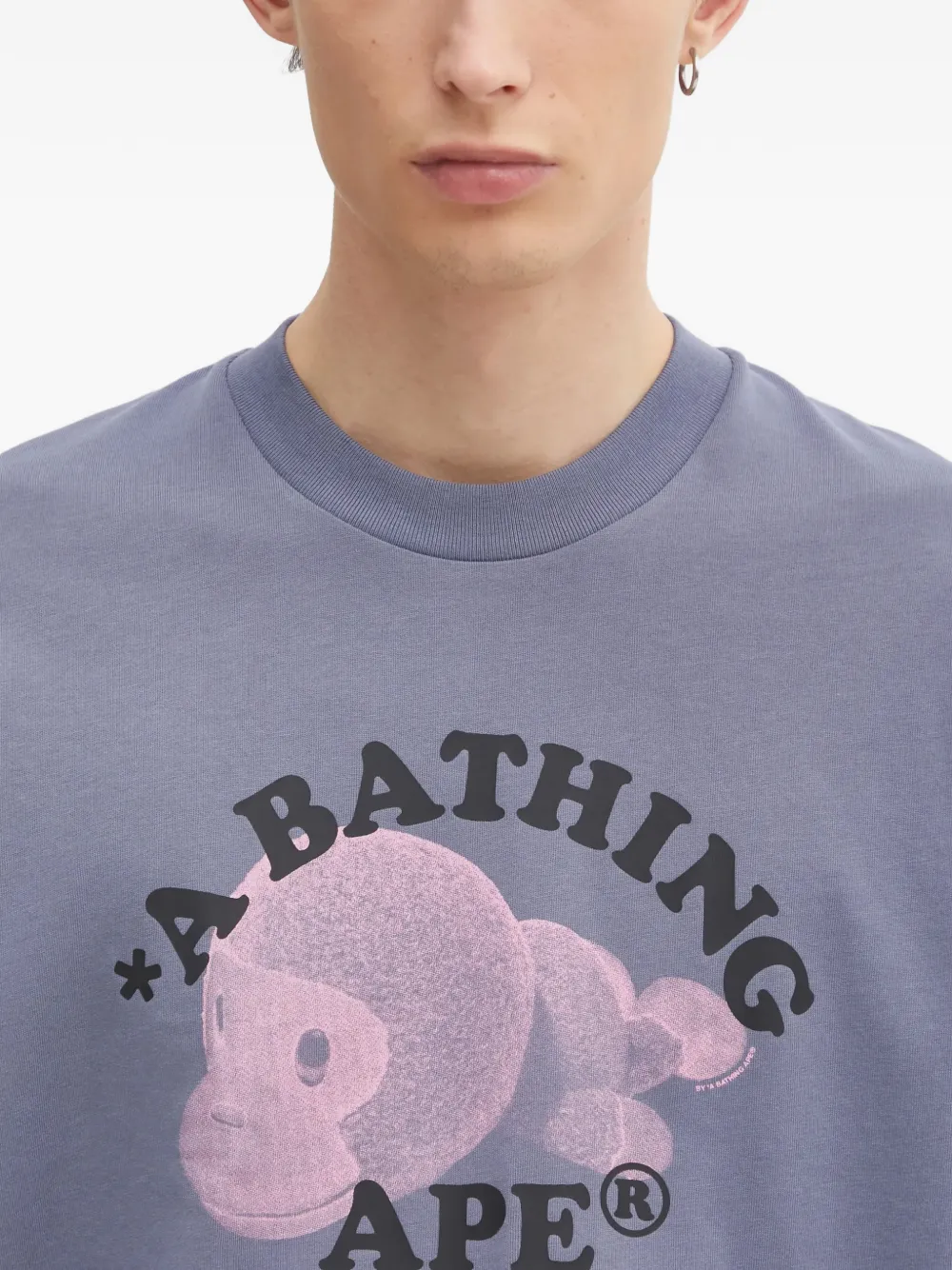 A BATHING APE T-shirt met grafische print Blauw