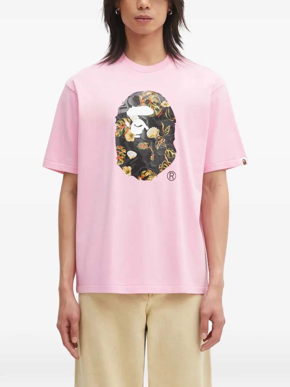 A BATHING APE® Vacation Pattern Ape Head graphic-print T-shirt – Pink