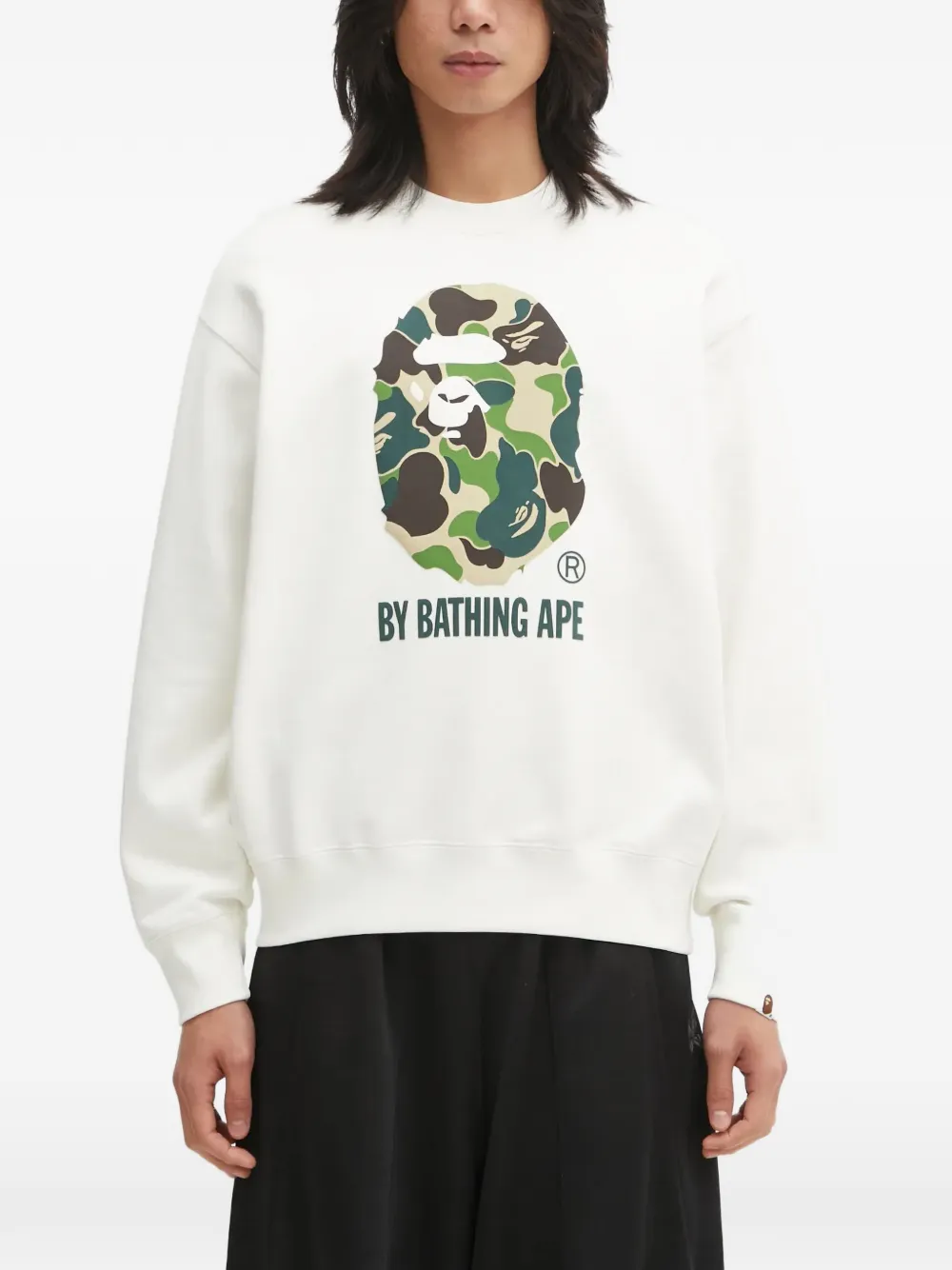 A BATHING APE® ABC Camo Ape Head graphic-print sweatshirt – Neutrals