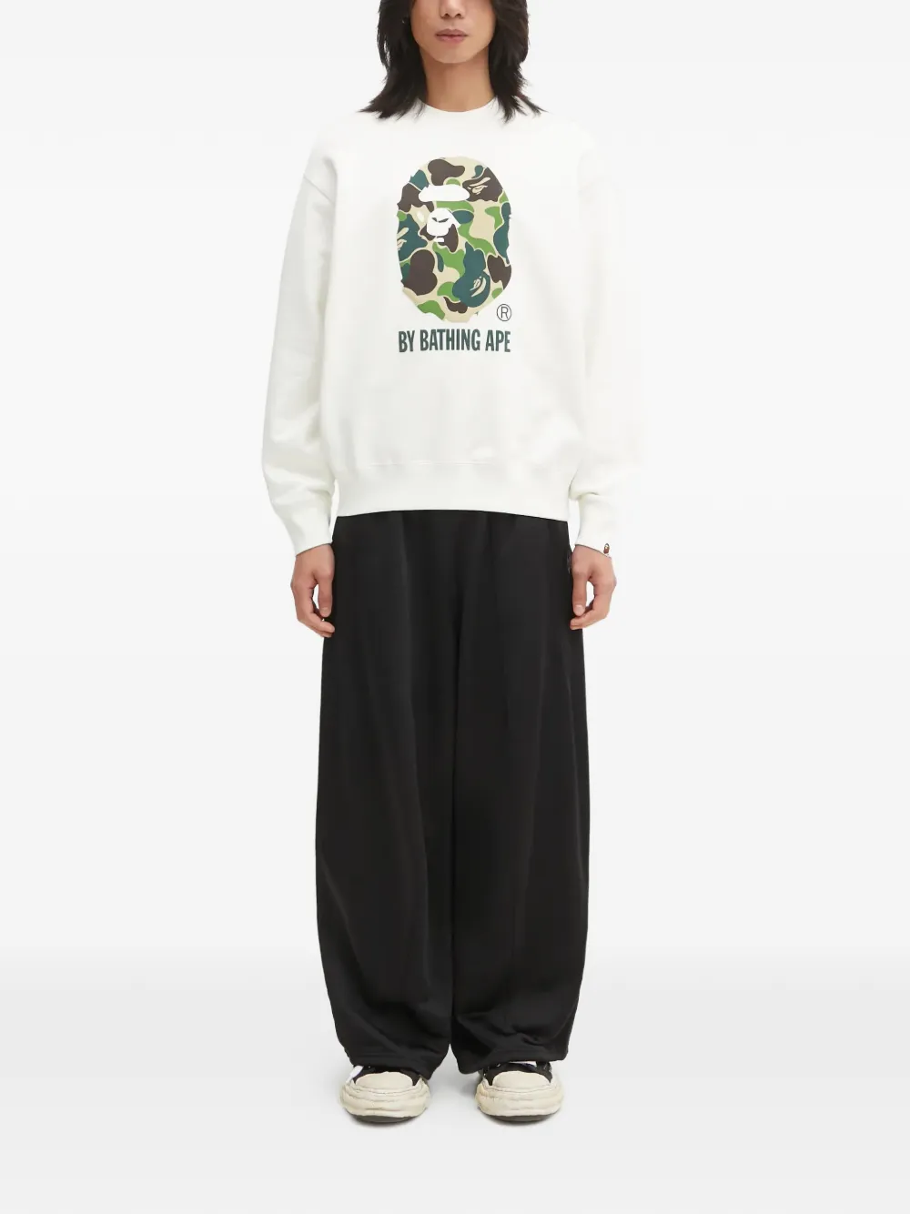 A BATHING APE ABC Camo Ape Head graphic-print sweatshirt - Beige