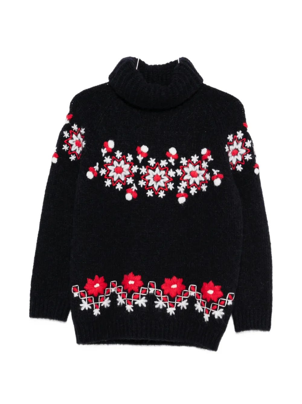 Moncler Grenoble floral-detail roll-neck jumper - Nero