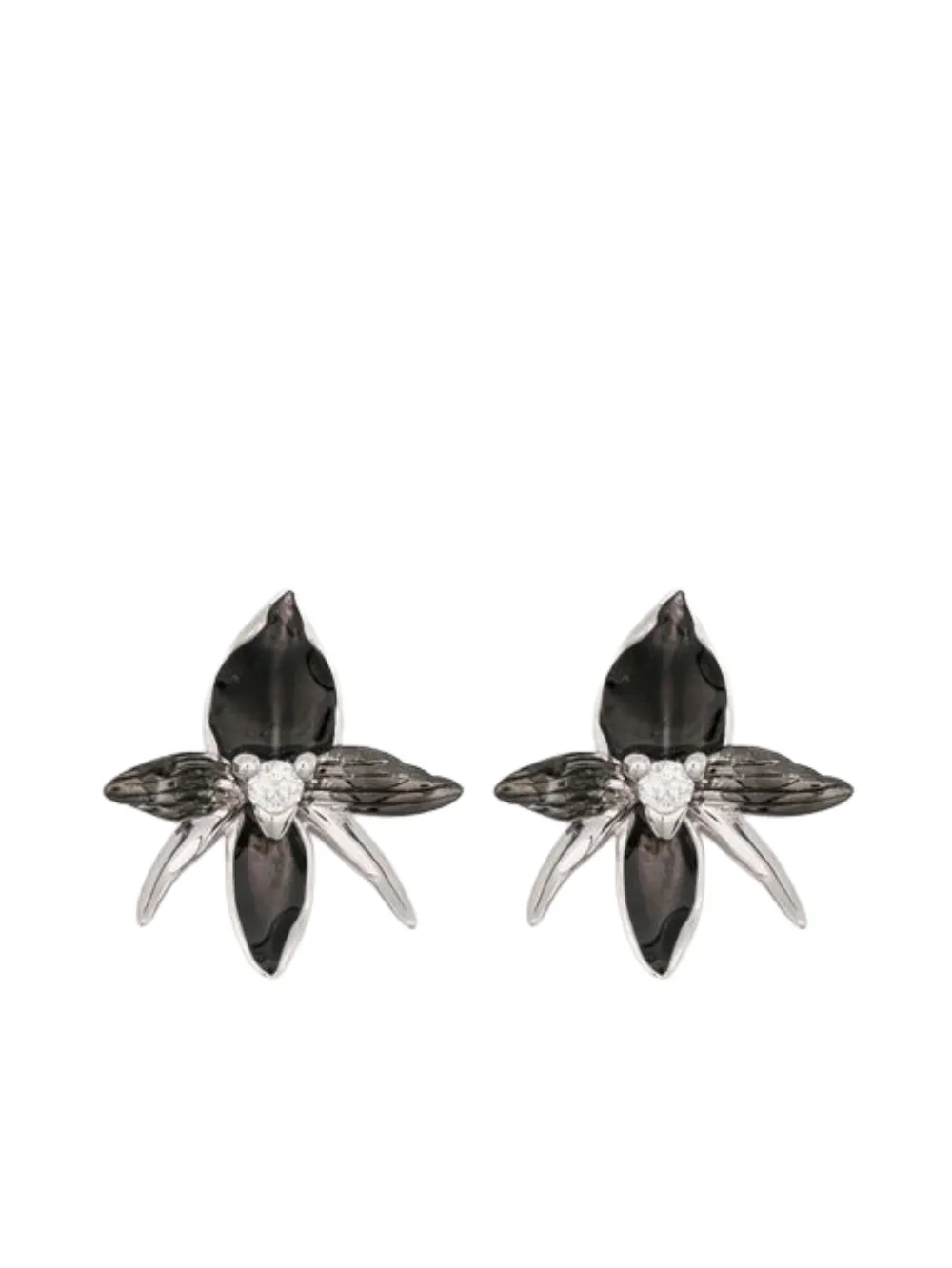 Shaun Leane black-orchid diamond earrings - Argento