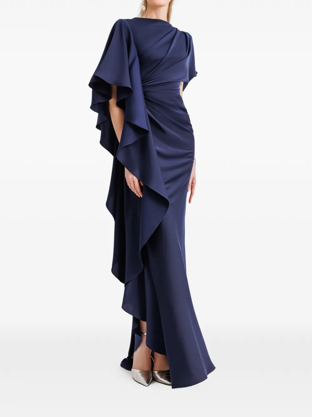 Gemy Maalouf Gedrapeerde avondjurk Blauw