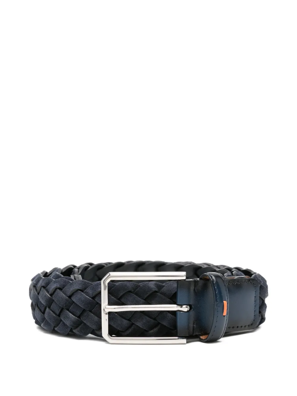 Santoni Braided Suede Belt In Blue