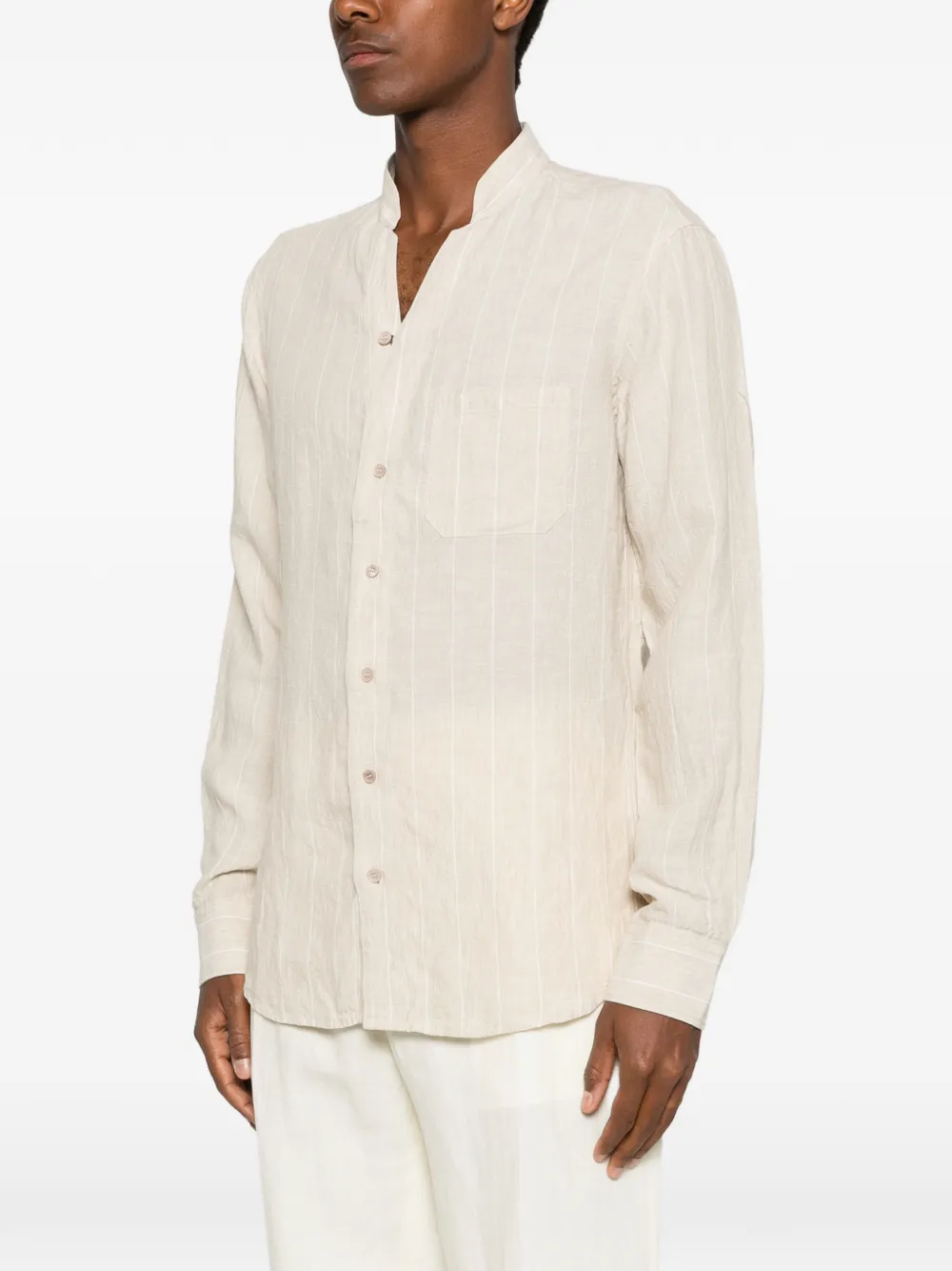 Sease Fish Tall Striped Shirt in Neutrals, view 3