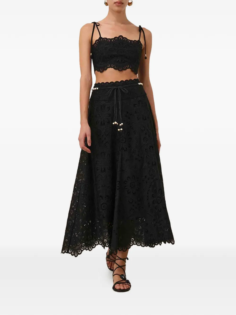 ZIMMERMANN embroidered draping skirt - Zwart