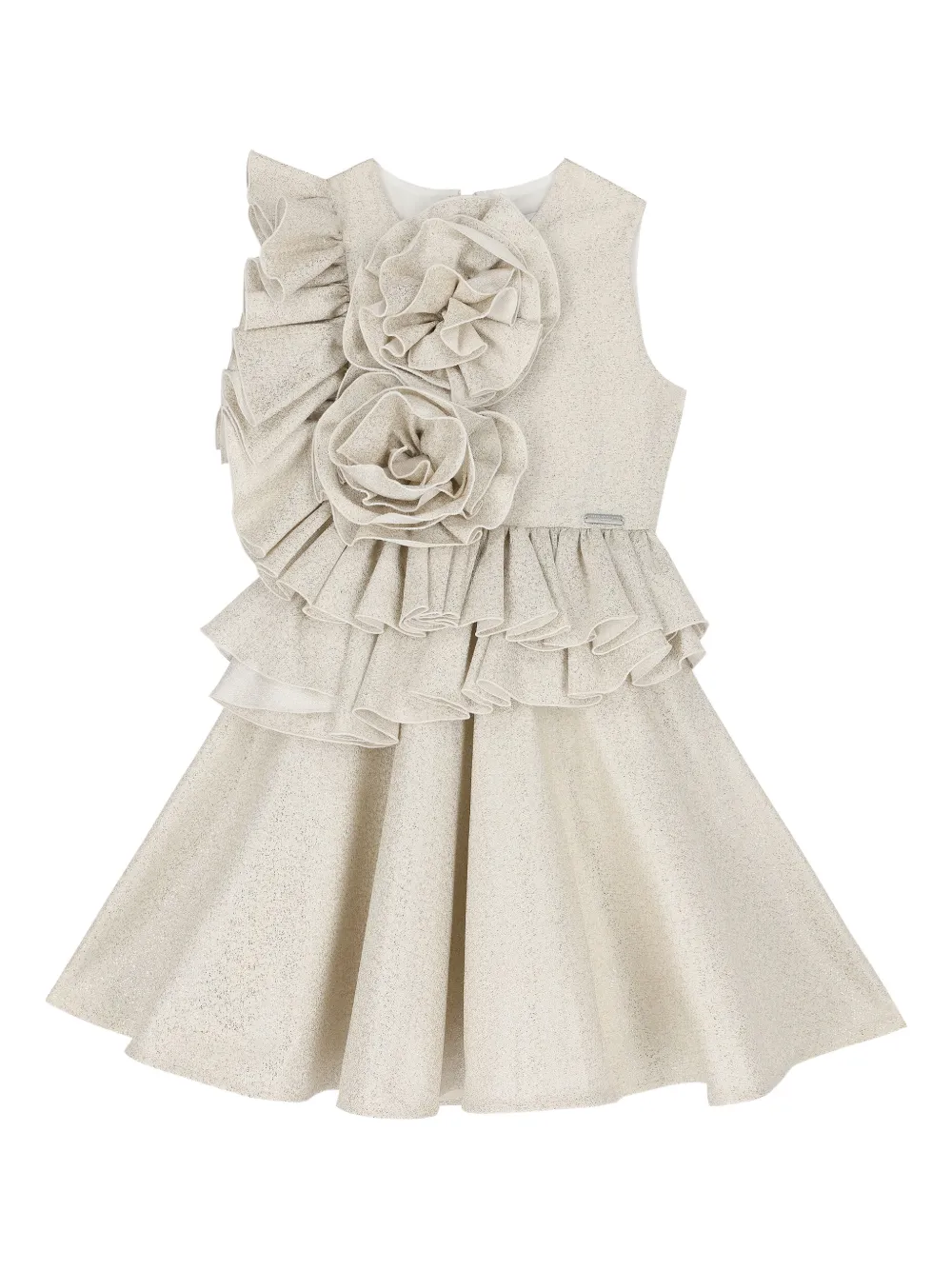 Jessie And James Flower-applique Ruffled Dress In Multi