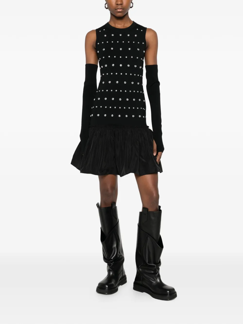 LIU JO embellished ruffled mini dress - Zwart