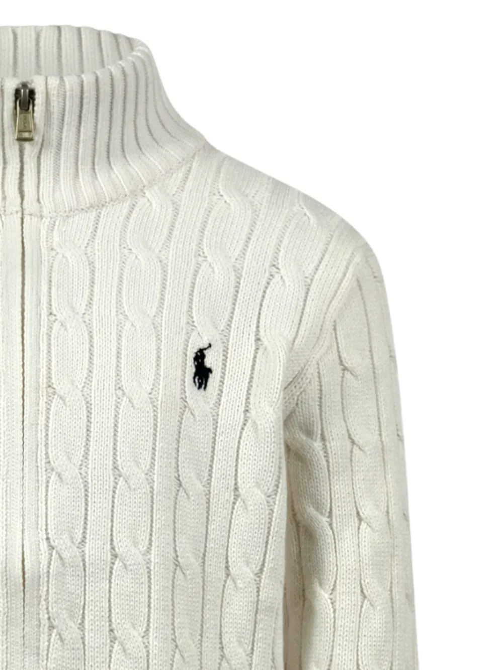 POLO RALPH LAUREN KIDS Kabelgebreid vest met rits Wit