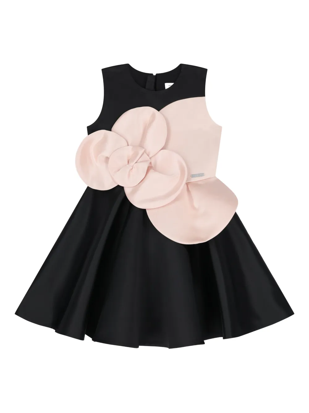 JESSIE AND JAMES KIDS flower-applique sleeveless dress - Nero