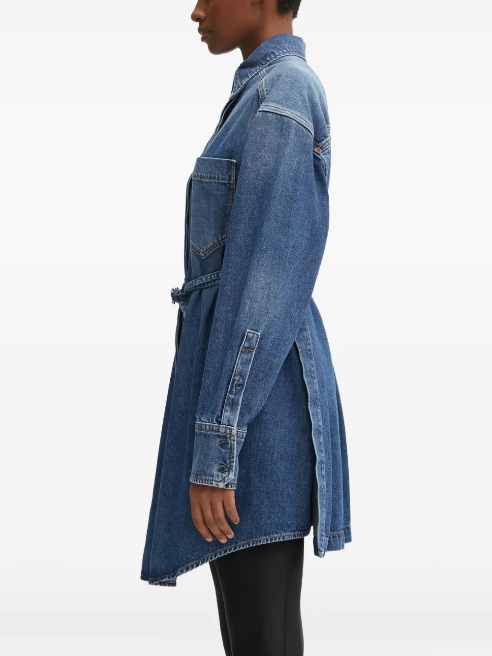 Sportmax belted denim shirt Blauw