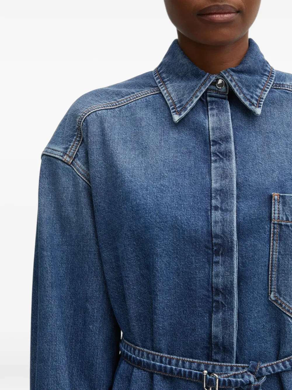 Sportmax belted denim shirt Blauw
