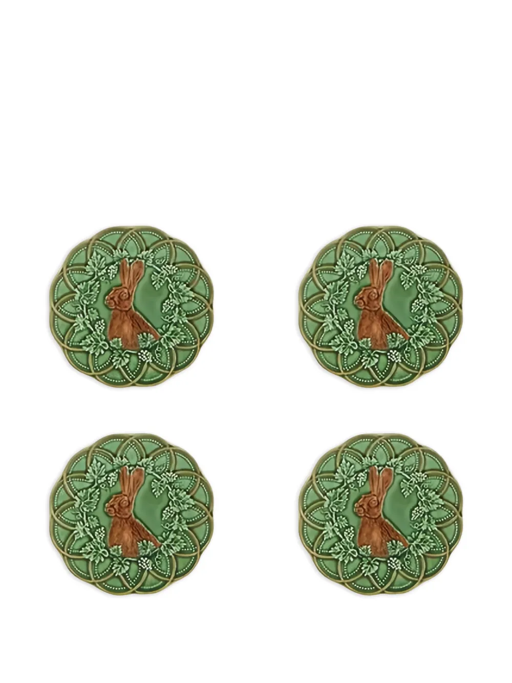 Bordallo Pinheiro rabbit embossed plate (four-person setting) - Verde