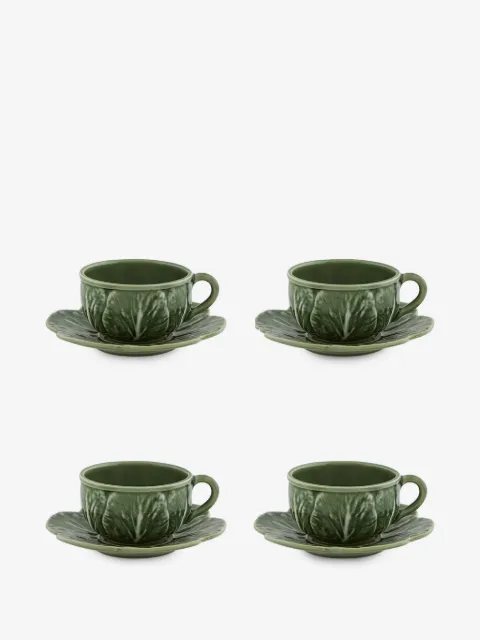Bordallo Pinheiro cabbage teacups (four-person setting)