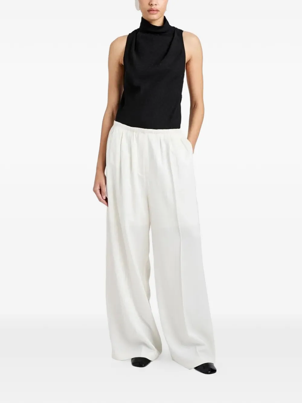 Proenza Schouler White Label Blouse met hoge hals en gedraaide rug - Zwart
