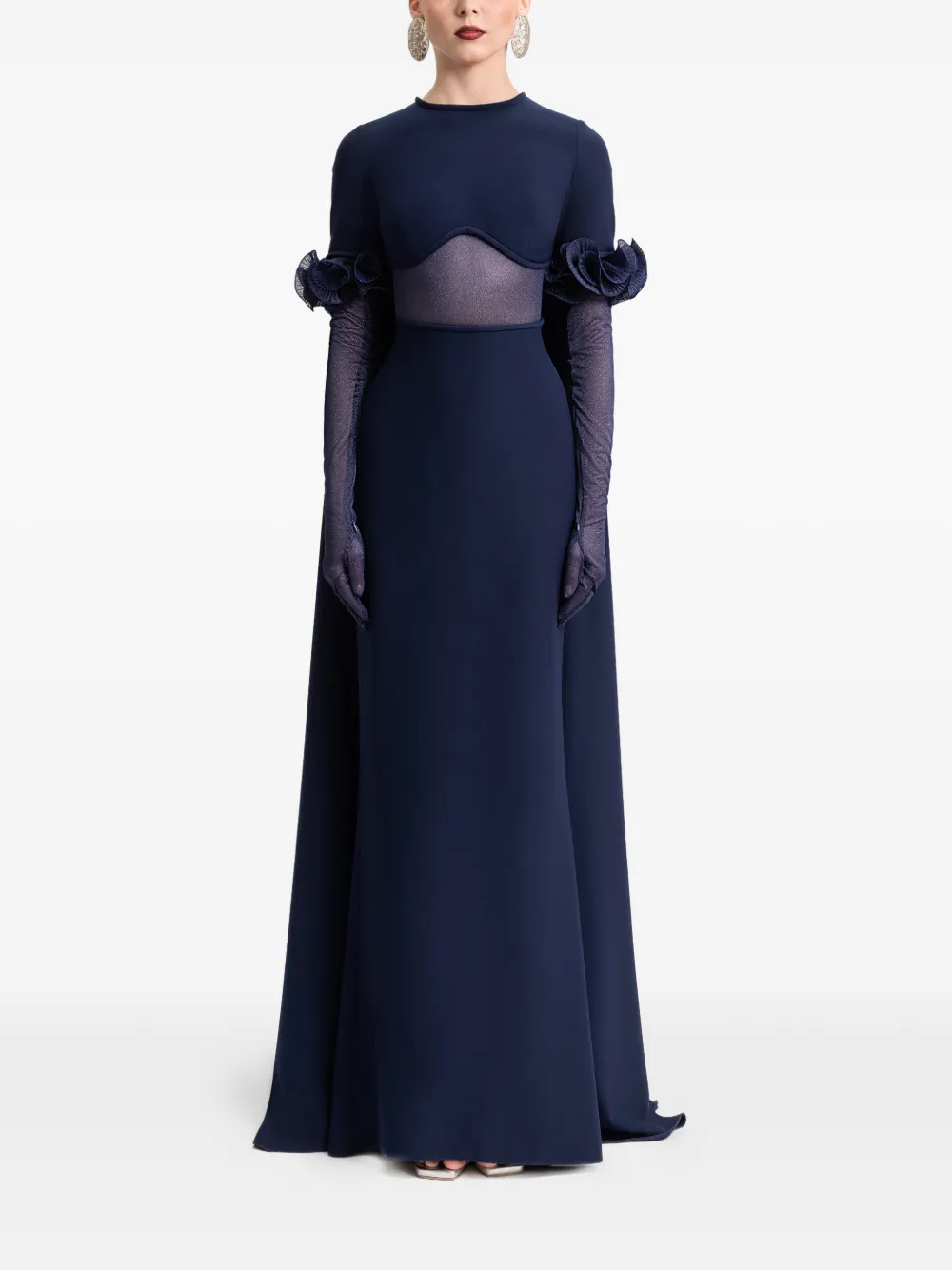 Gemy Maalouf Avondjurk met semi-doorzichtig vlak - Blauw