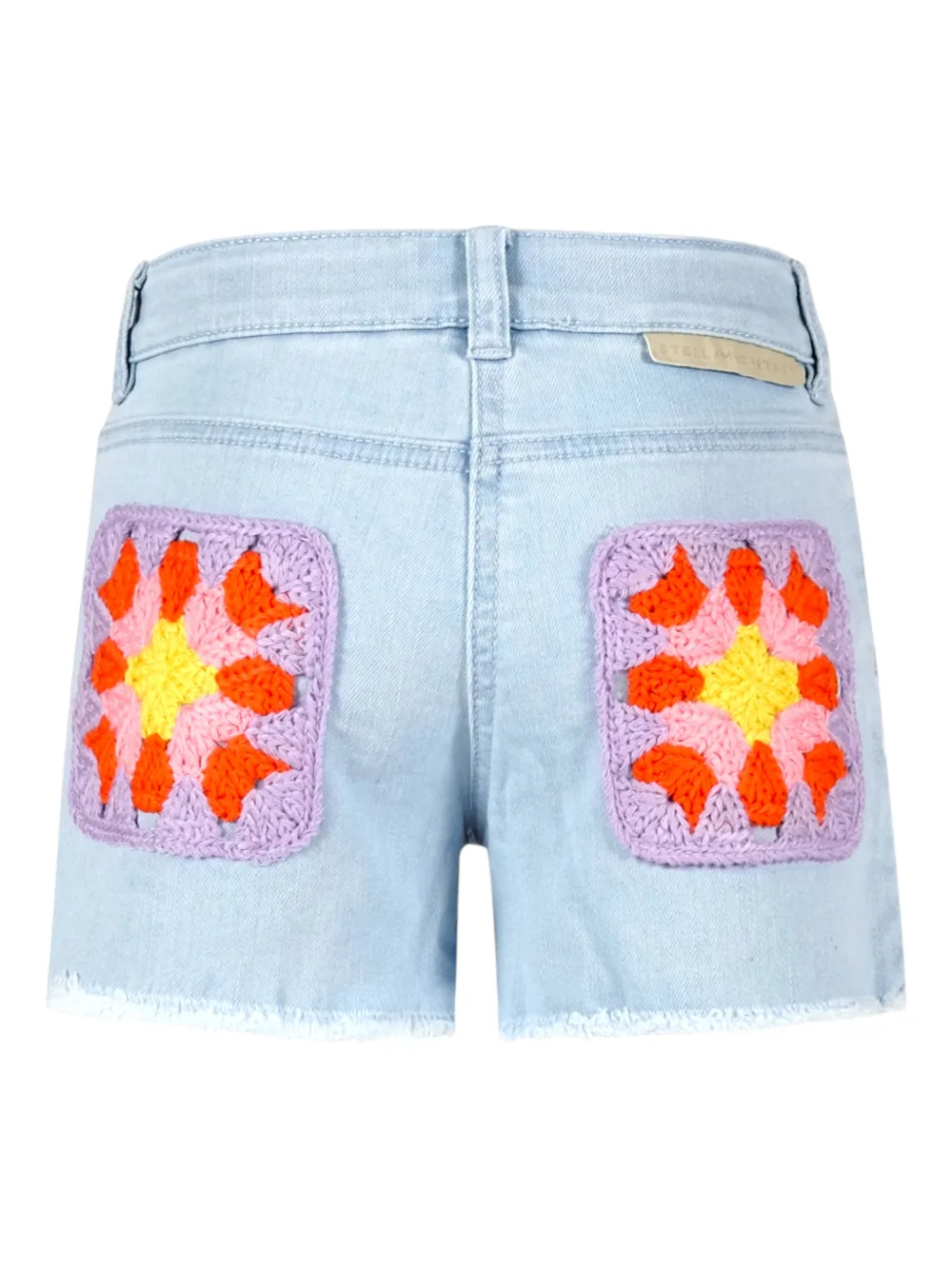 Crochet-Detail Denim Shorts