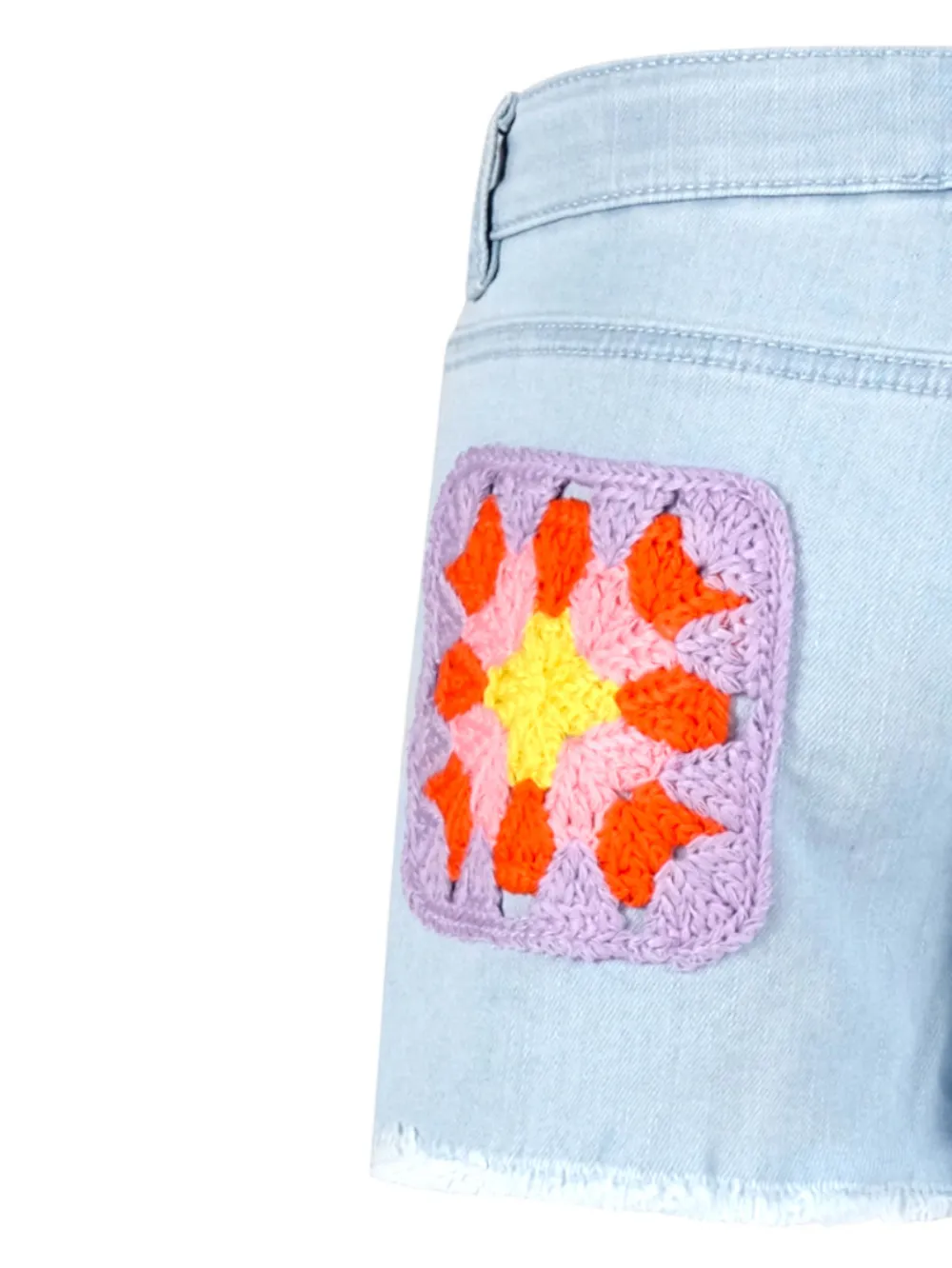 Crochet-Detail Denim Shorts