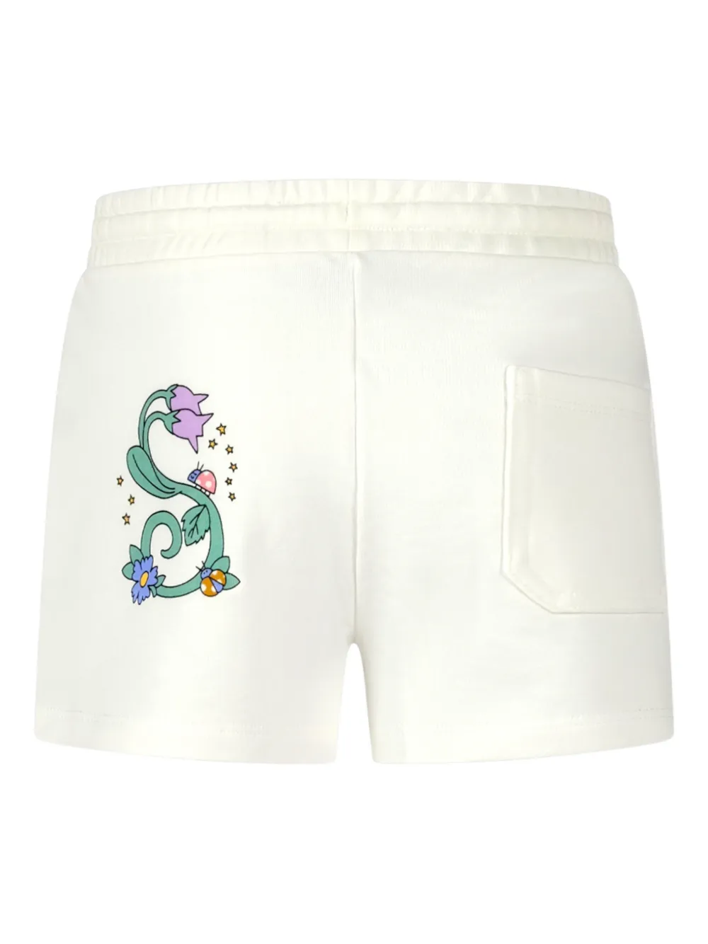 Stella McCartney Kids Shorts met bloemenprint en zak aan de achterkant Beige