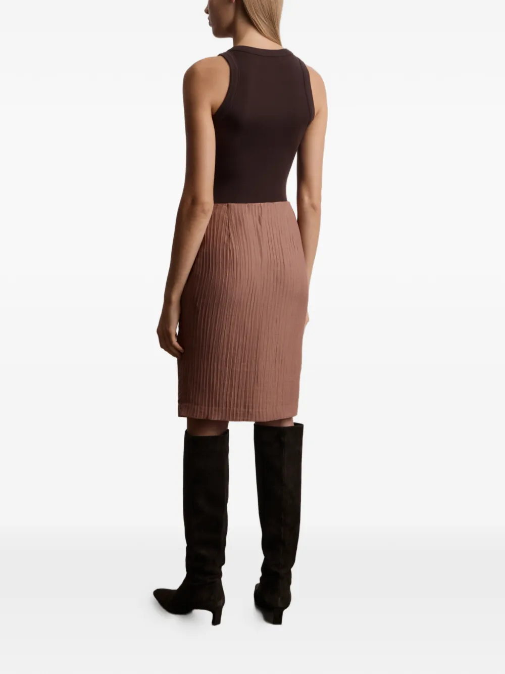 12 Storeez Crinkled Mini Skirt In Brown